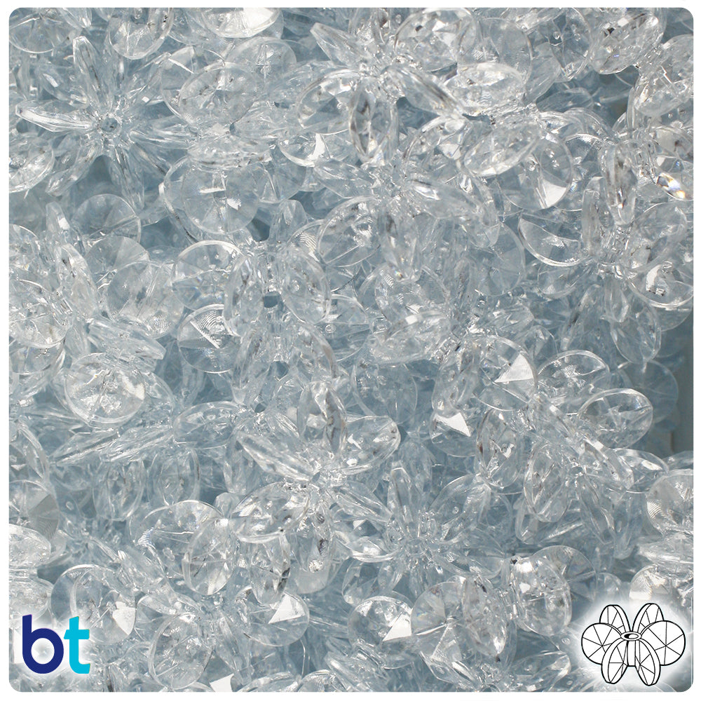 Ice Blue Transparent 18mm SunBurst Plastic Beads (135pcs)