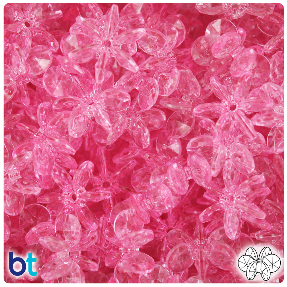 Pale Pink Transparent 18mm SunBurst Plastic Beads (135pcs)