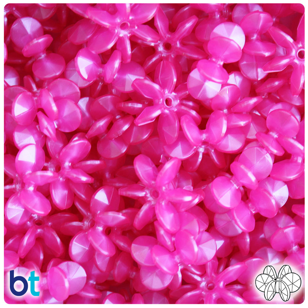 Hot Pink Pearl 18mm SunBurst Plastic Beads (135pcs)