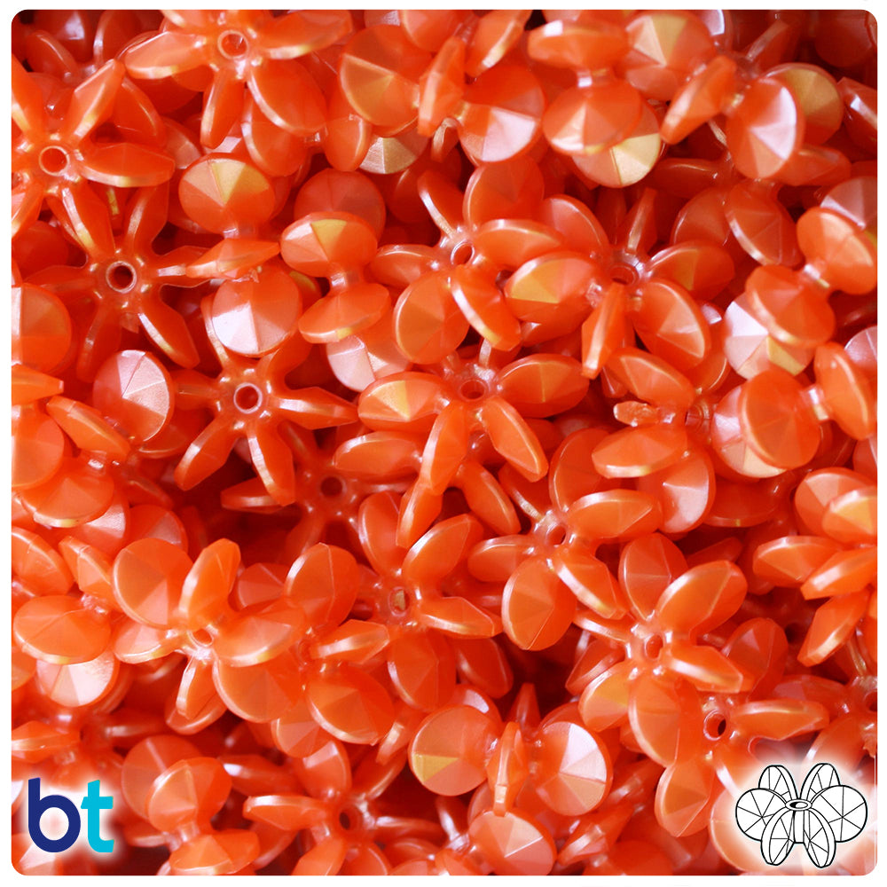 Orange Pearl 18mm SunBurst Plastic Beads (135pcs)