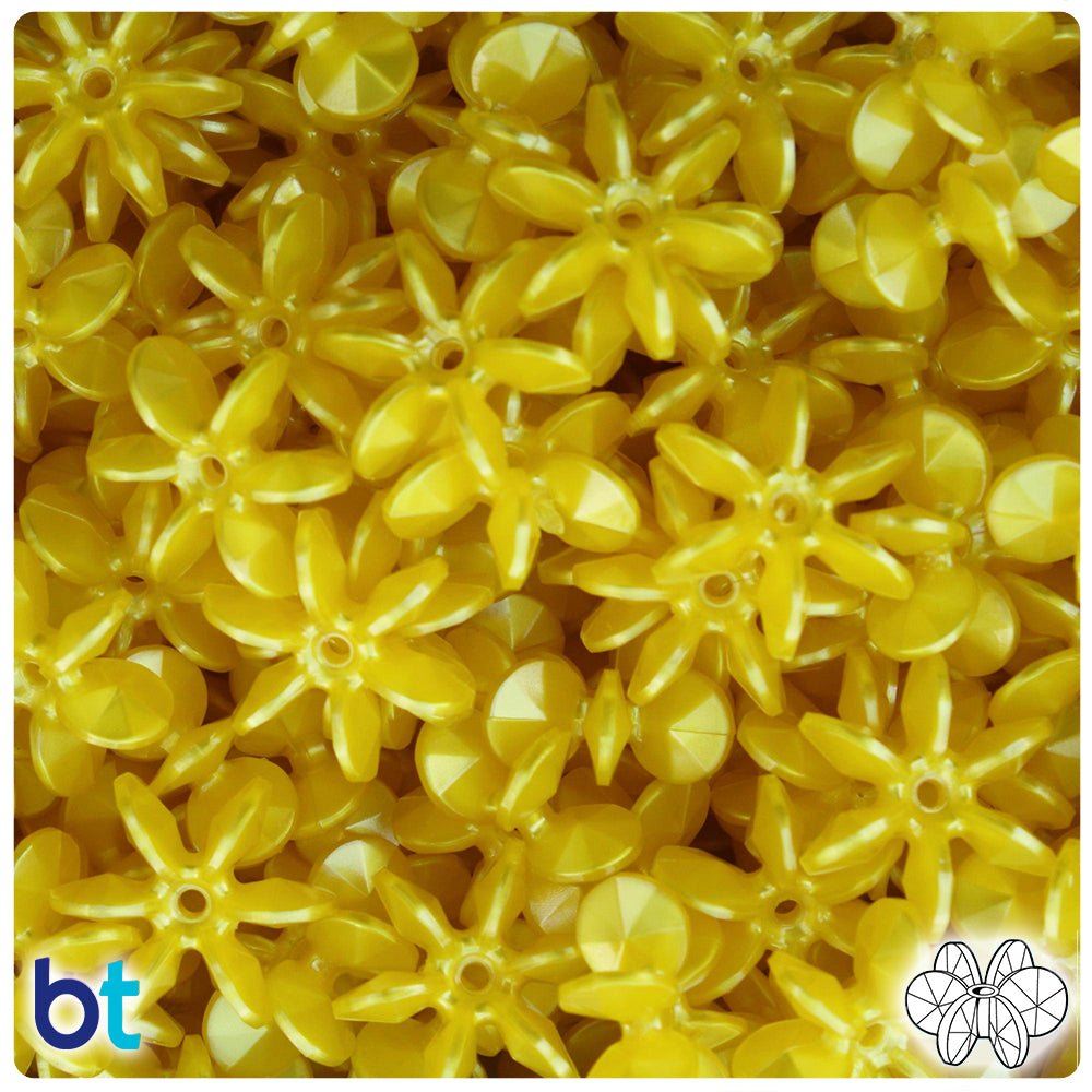 Yellow Pearl 18mm SunBurst Plastic Beads (135pcs)