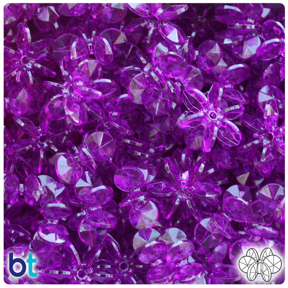 Lilac Transparent 18mm SunBurst Plastic Beads (135pcs)