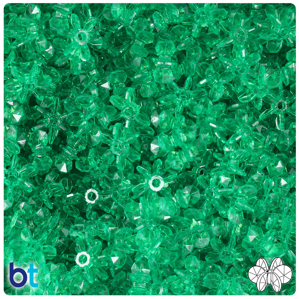 Emerald Transparent 10mm SunBurst Plastic Beads (450pcs)