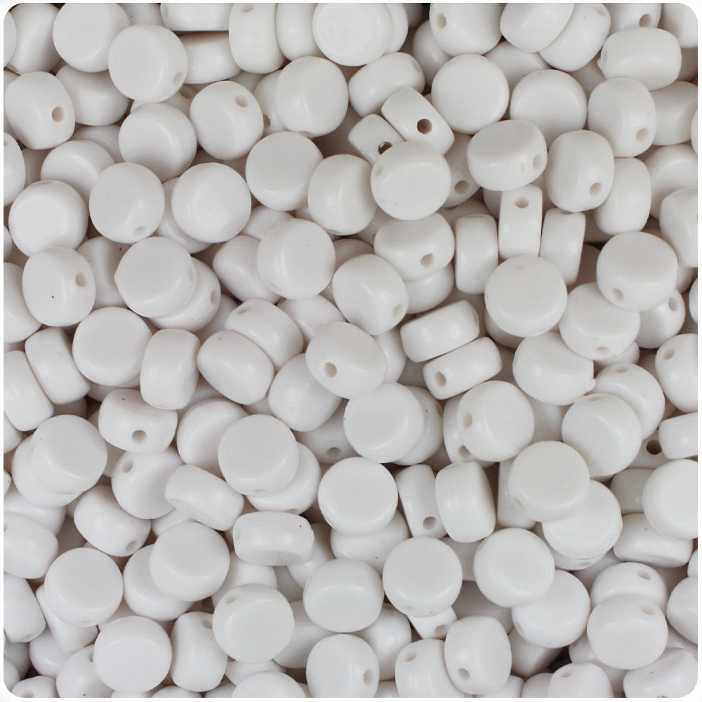White Opaque 7mm Coin Alpha Beads - Blank (100pcs)