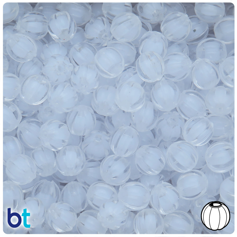 Clear Transparent 10mm Melon Plastic Beads - White Core Bead (100pcs)