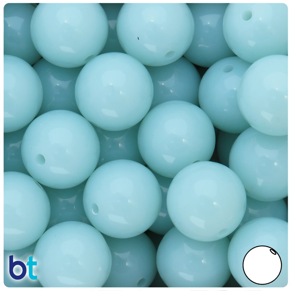 Light Blue Opaque 20mm Round Plastic Beads (10pcs)