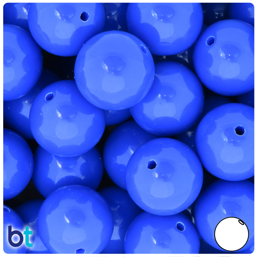 Dark Blue Opaque 20mm Round Plastic Beads (10pcs)