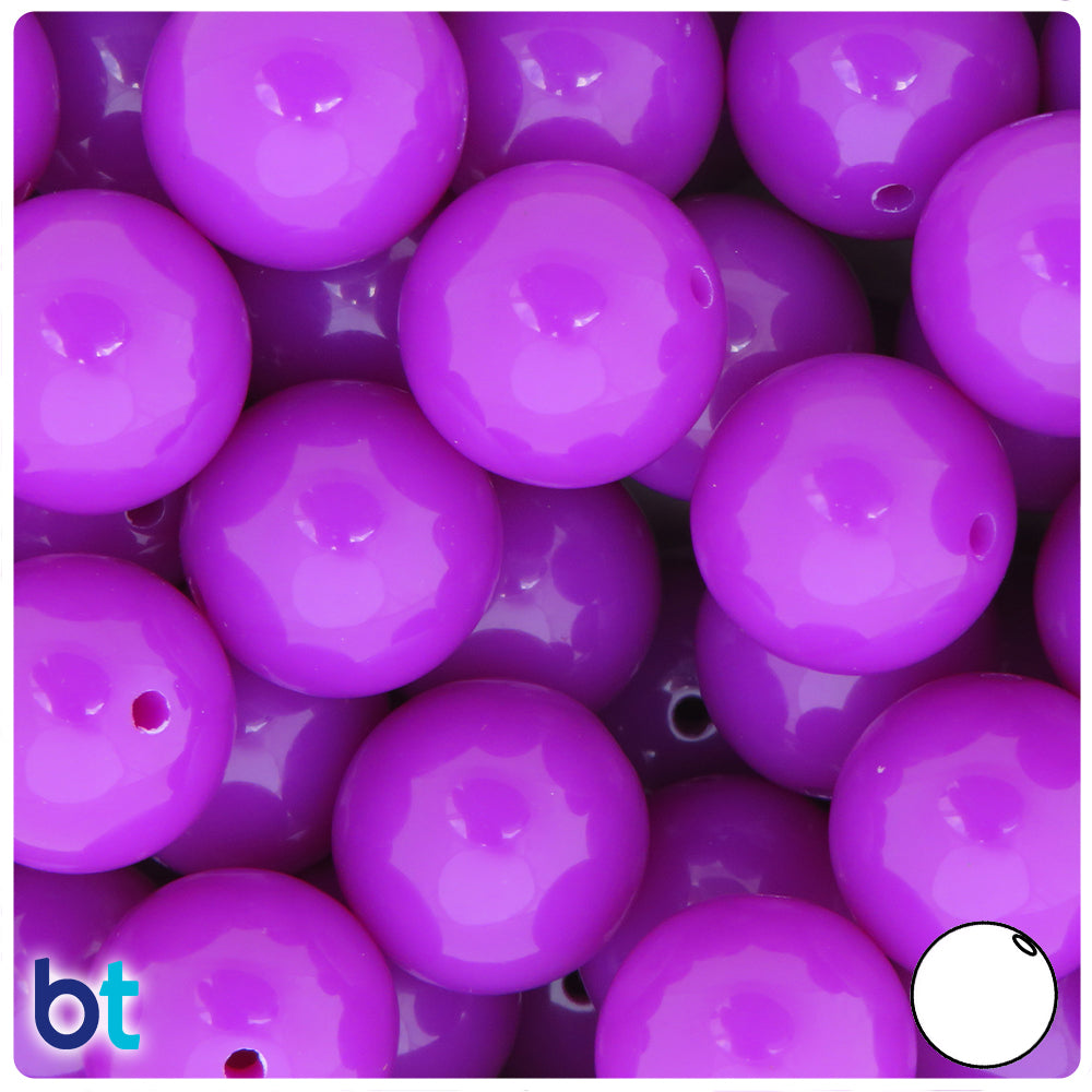 Dark Purple Opaque 20mm Round Plastic Beads (10pcs)