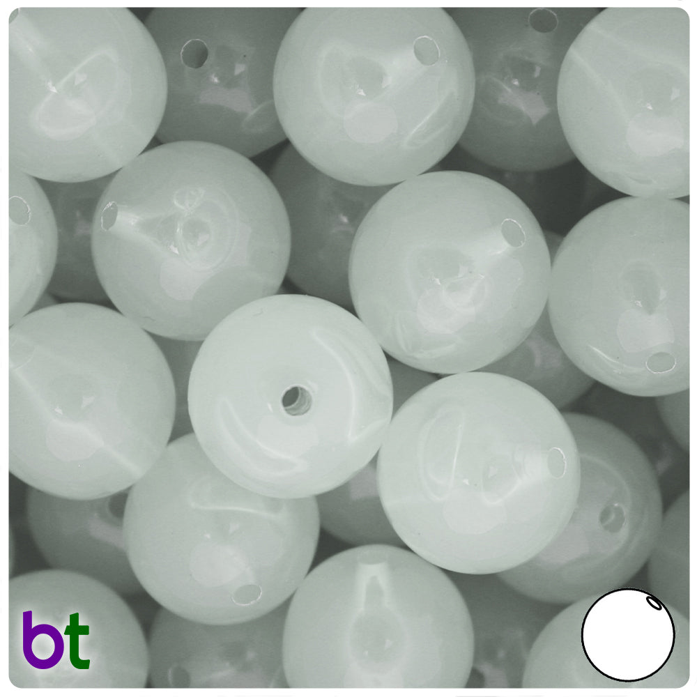 White Translucent 20mm Round Plastic Beads (10pcs)