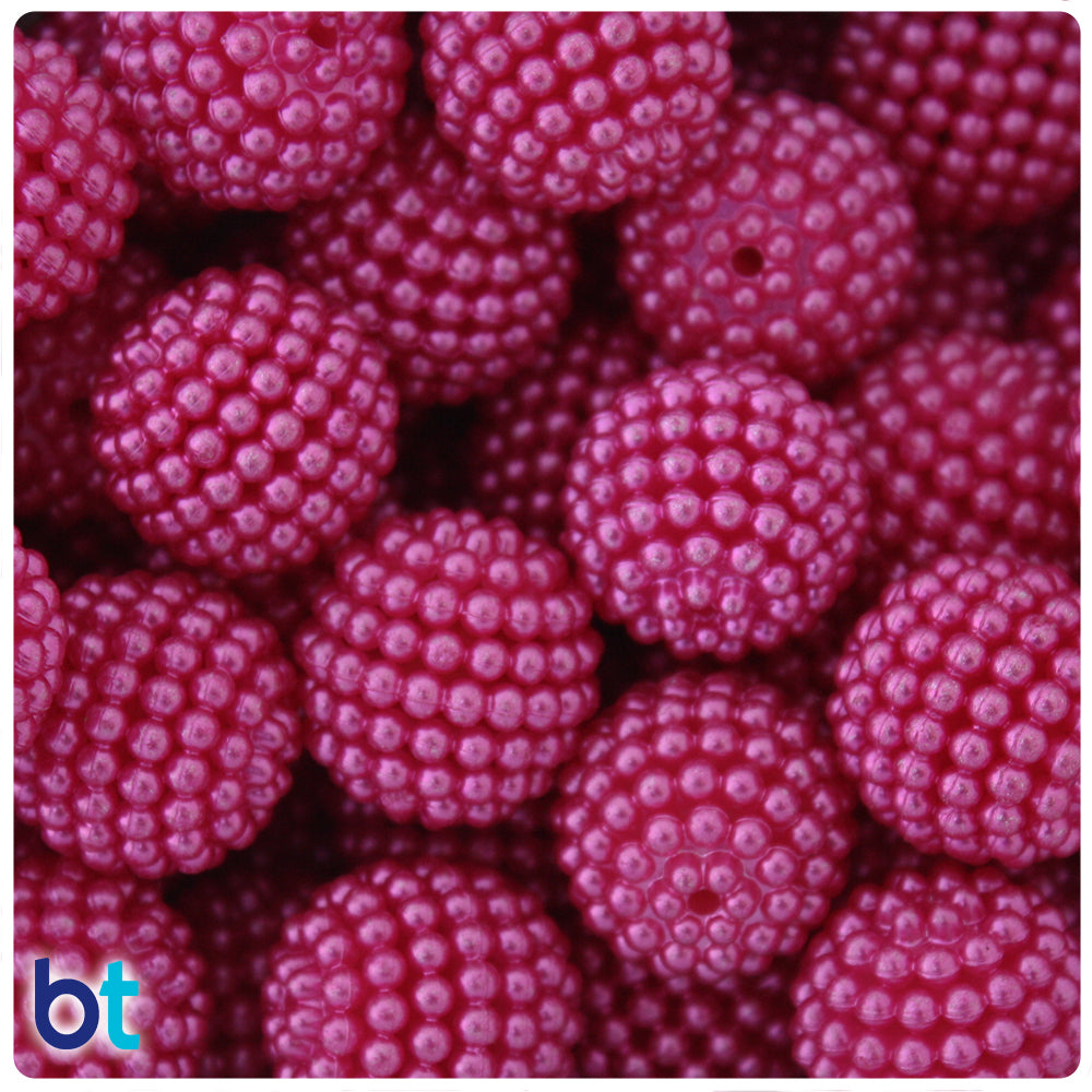 Dark Pink Pearl 20mm Berry Plastic Beads (10pcs)