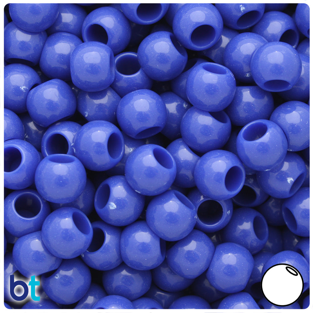 Dark Blue Opaque 10mm Round Plastic Pony Beads (125pcs)