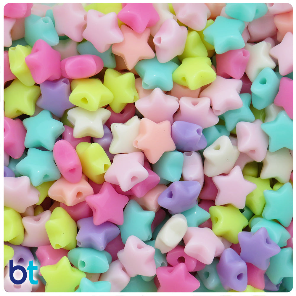 Mixed Opaque 11mm Star Plastic Beads (140pcs)
