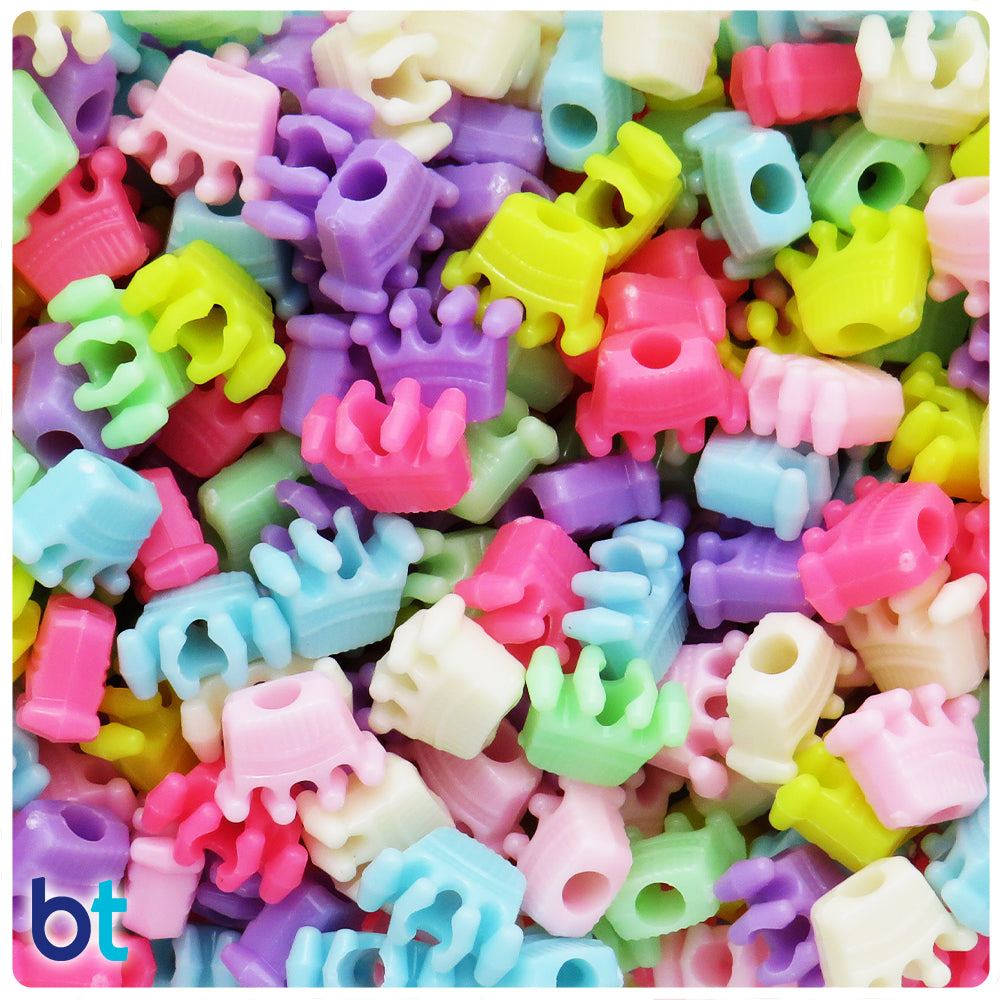 Mixed Opaque 12mm Crown Plastic Beads (150pcs)