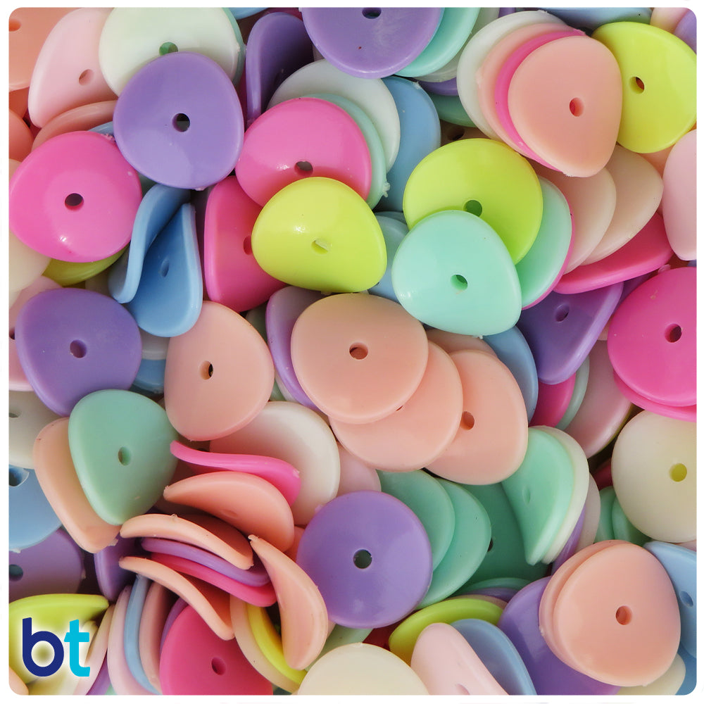 Mixed Opaque 15mm Wavy Disk Plastic Beads (175pcs)