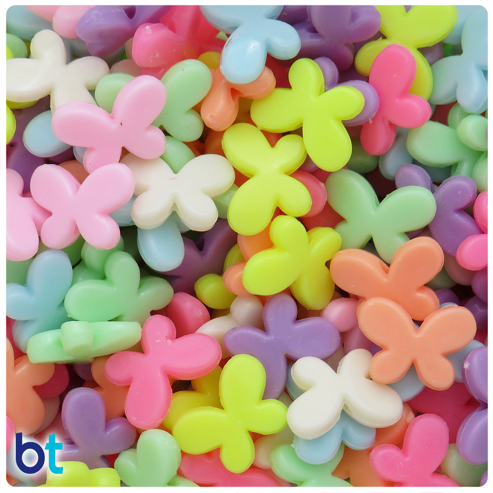 Mixed Opaque 17mm Butterfly Plastic Beads (80pcs)