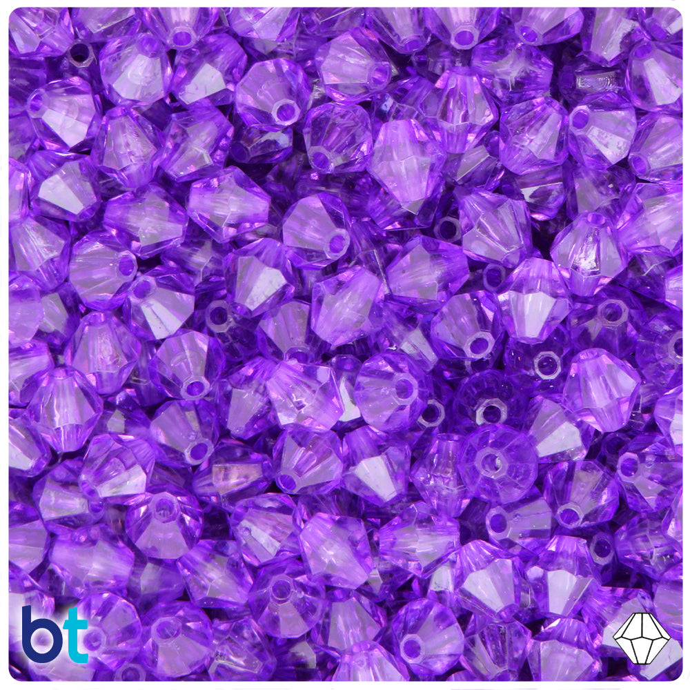 Purple Transparent 8mm Faceted Bicone Plastic Beads (200pcs)