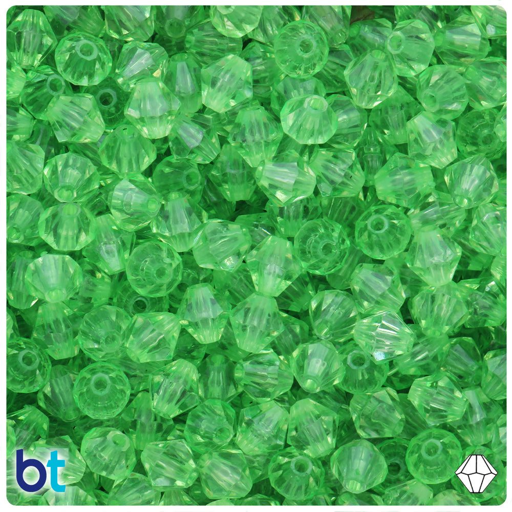 Light Green Transparent 8mm Faceted Bicone Plastic Beads (200pcs)