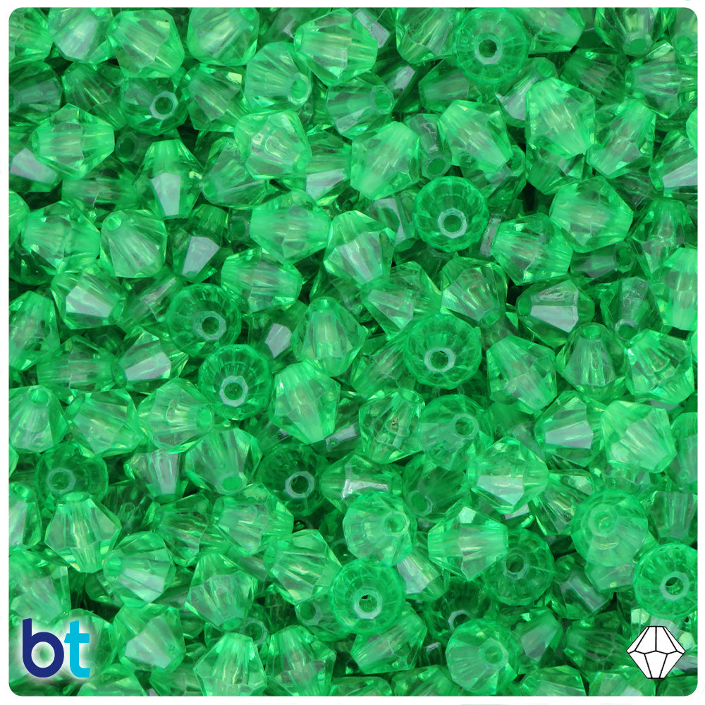 Green Transparent 8mm Faceted Bicone Plastic Beads (200pcs)
