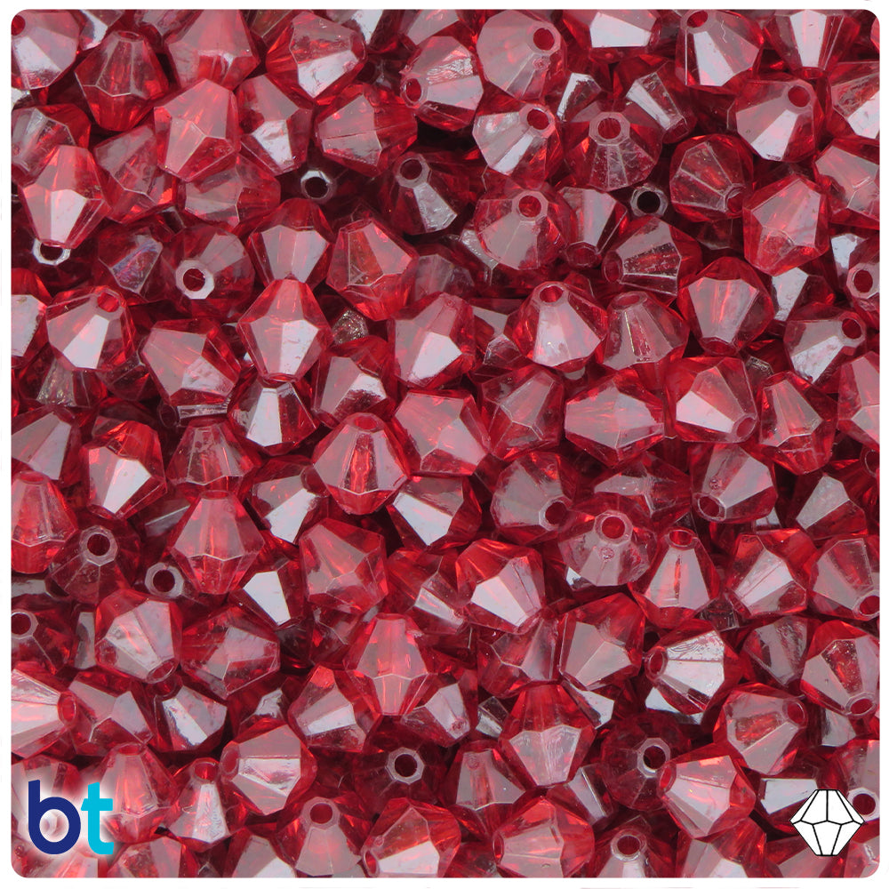 Dark Red Transparent 8mm Faceted Bicone Plastic Beads (200pcs)