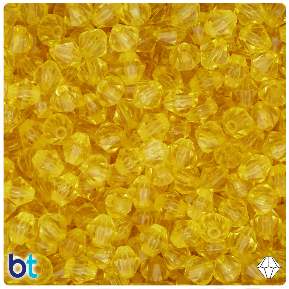 Yellow Transparent 8mm Faceted Bicone Plastic Beads (200pcs)