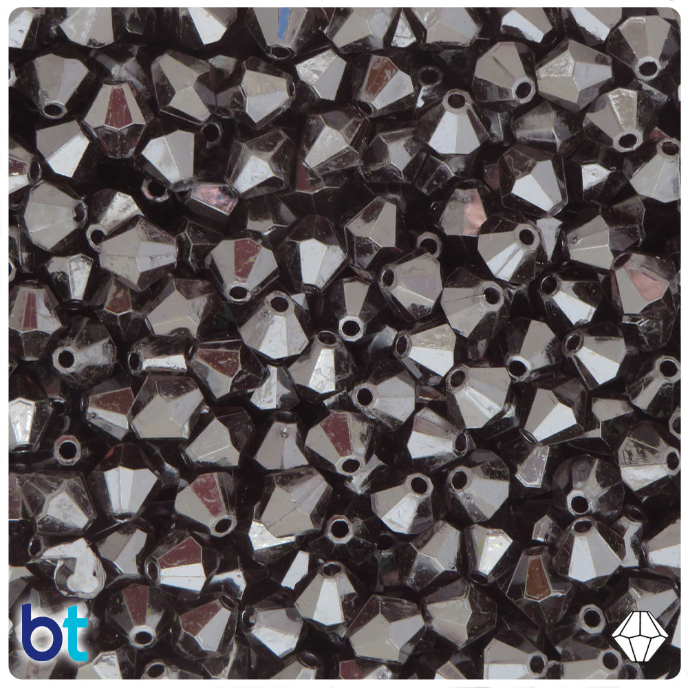Black Transparent 8mm Faceted Bicone Plastic Beads (200pcs)