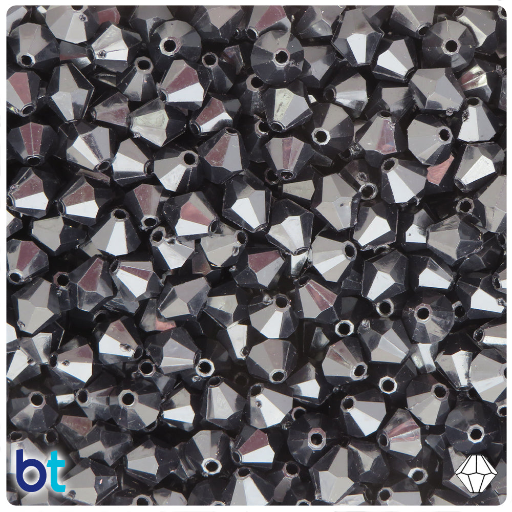 Black Opaque 8mm Faceted Bicone Plastic Beads (300pcs)