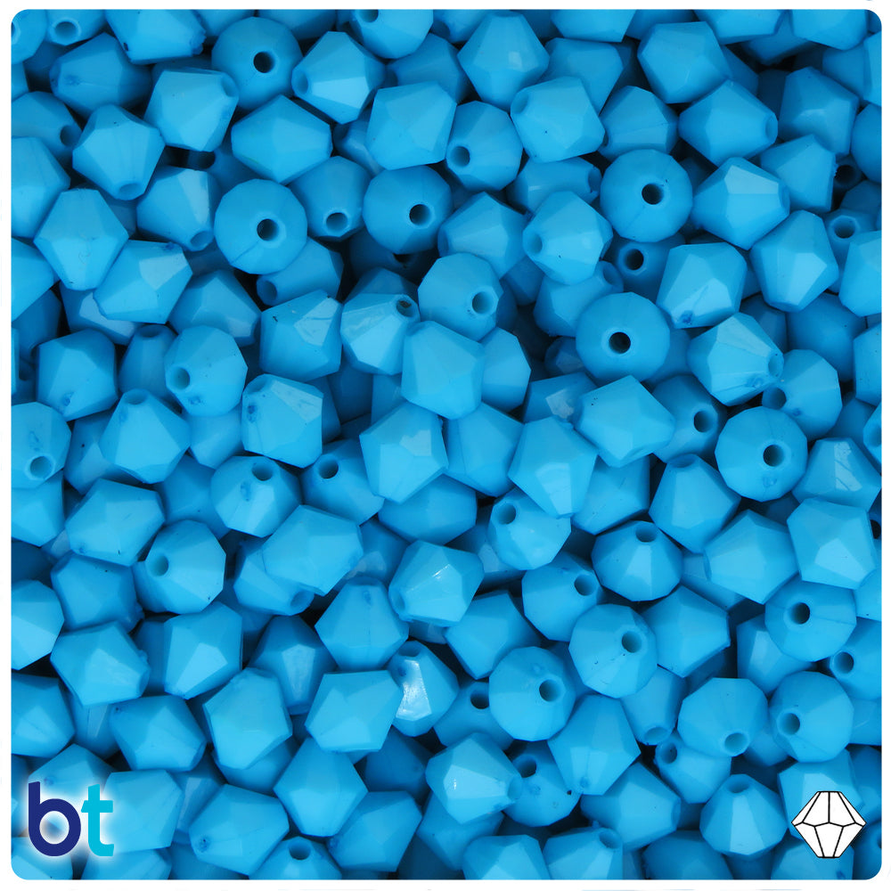 Light Blue Opaque 8mm Faceted Bicone Plastic Beads (300pcs)