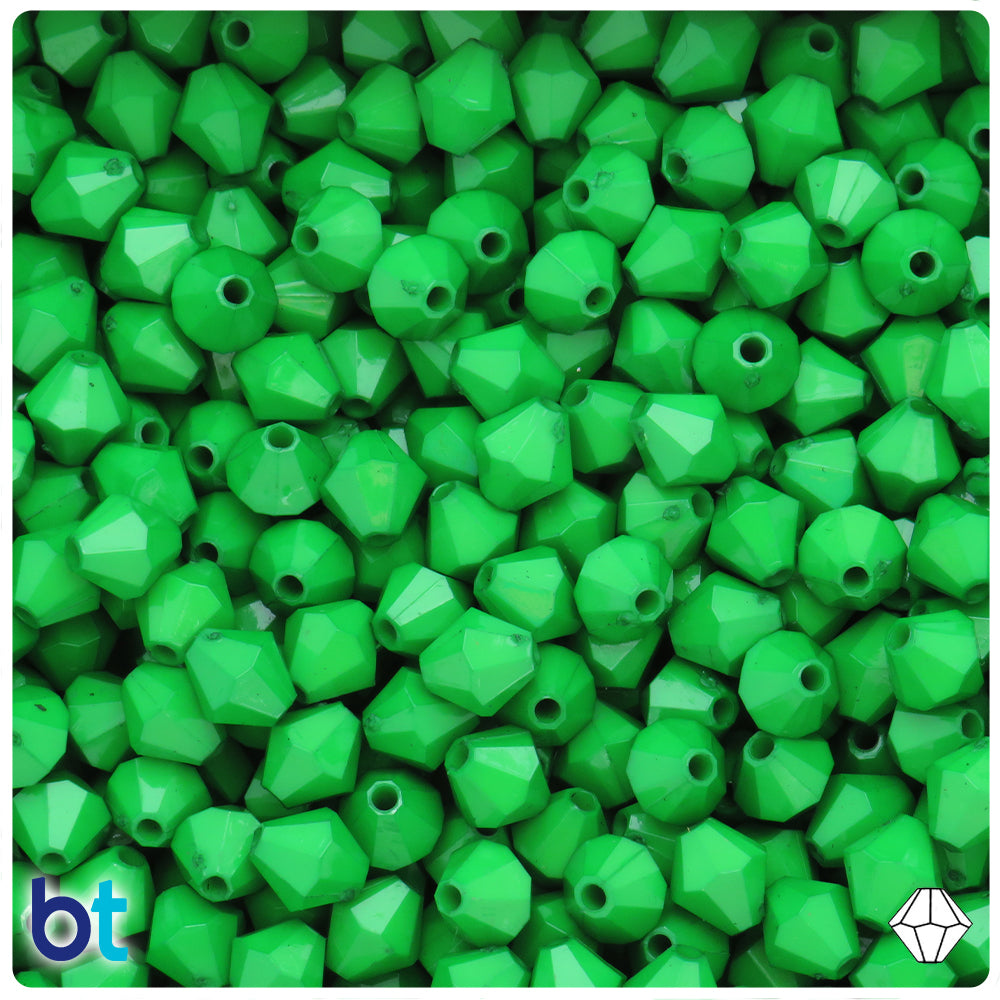 Dark Green Opaque 8mm Faceted Bicone Plastic Beads (300pcs)