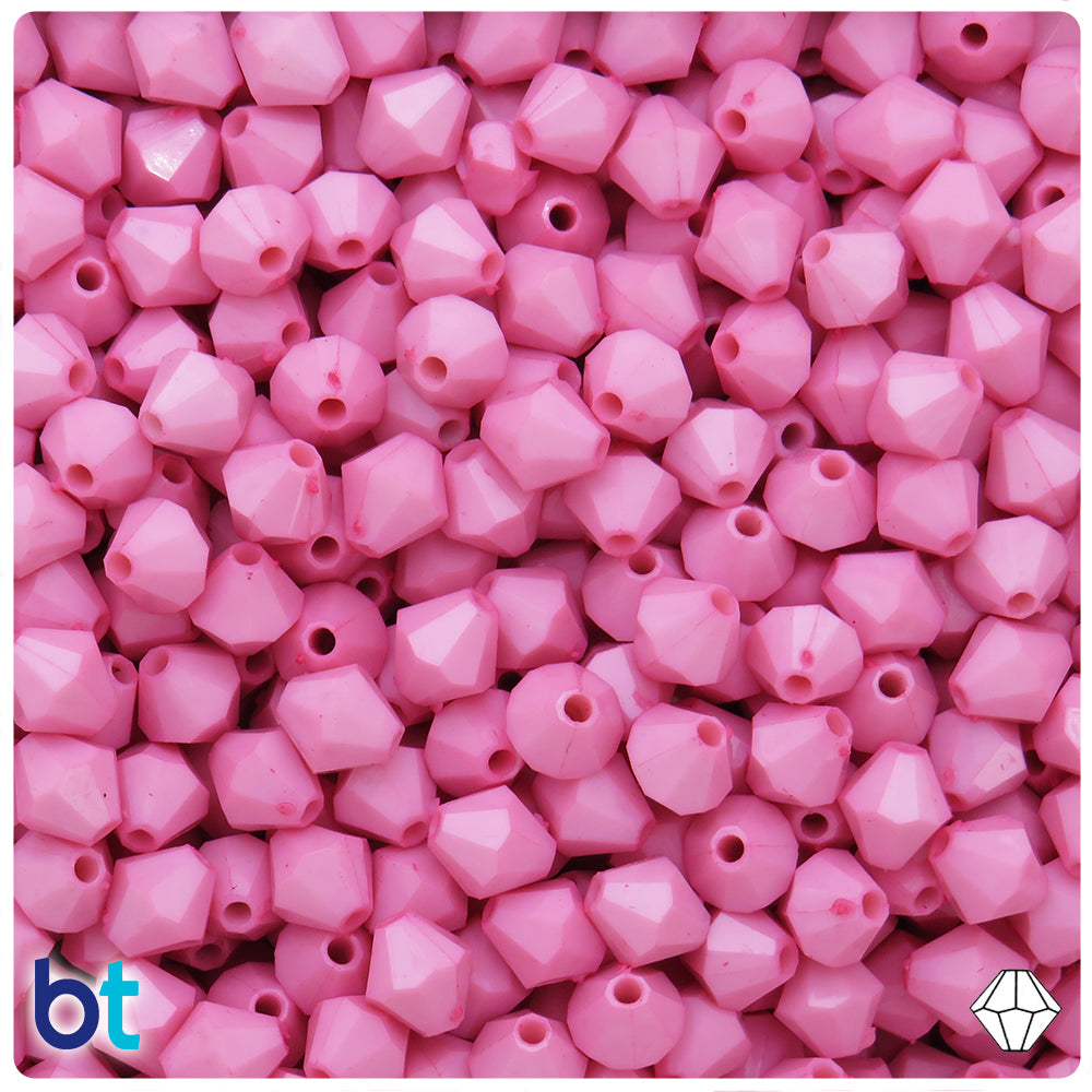 Light Pink Opaque 8mm Faceted Bicone Plastic Beads (300pcs)