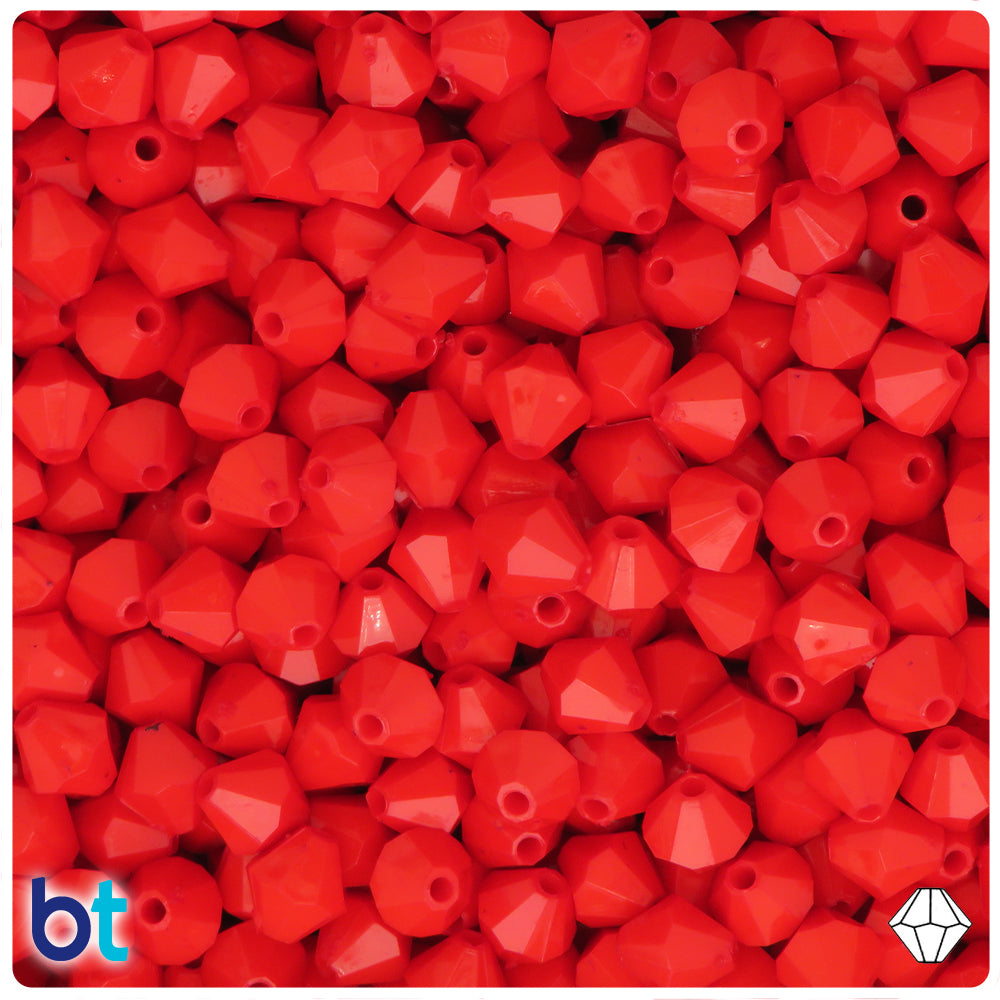 Red Opaque 8mm Faceted Bicone Plastic Beads (300pcs)