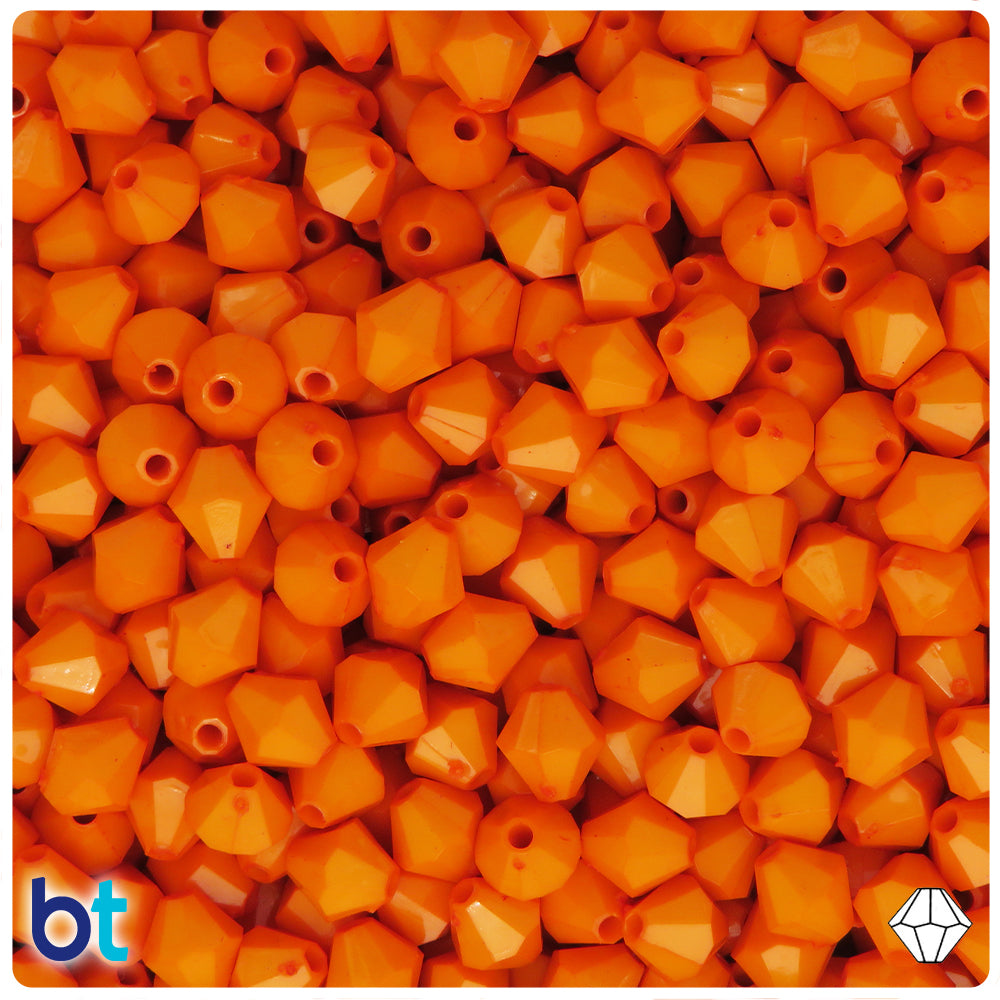 Orange Opaque 8mm Faceted Bicone Plastic Beads (300pcs)