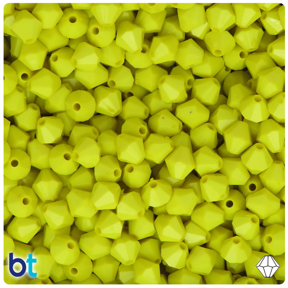 Yellow Opaque 8mm Faceted Bicone Plastic Beads (300pcs)