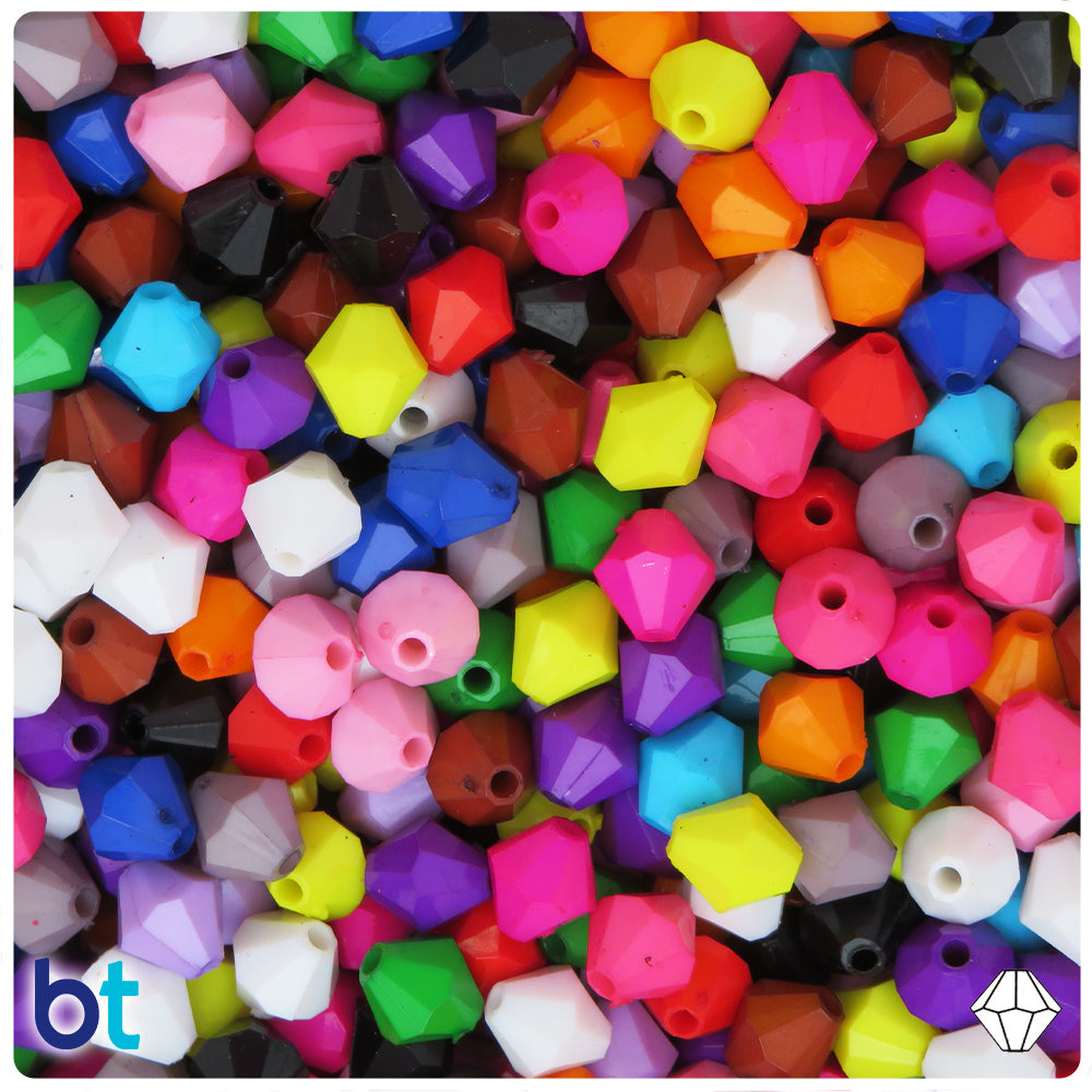 Mixed Opaque 8mm Faceted Bicone Plastic Beads (300pcs)