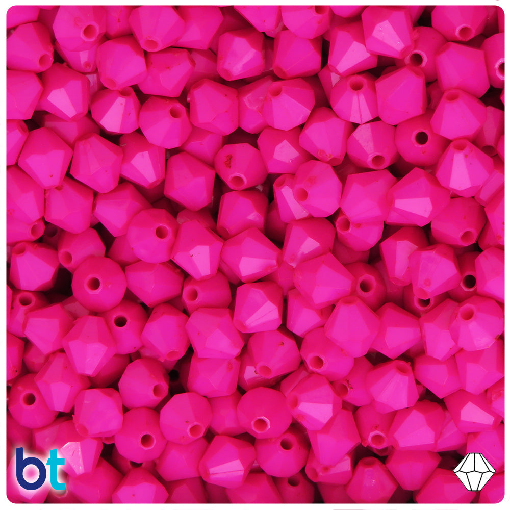 Dark Pink Opaque 8mm Faceted Bicone Plastic Beads (300pcs)