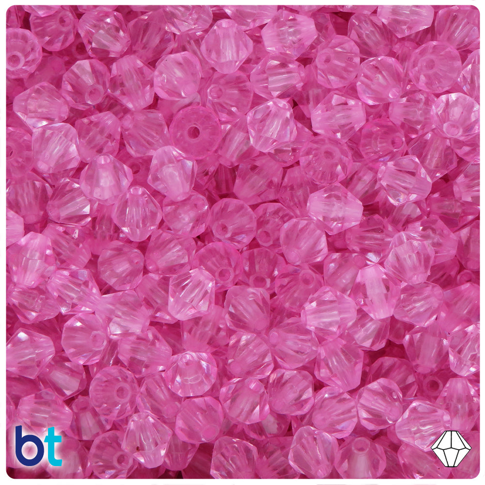 Light Pink Transparent 8mm Faceted Bicone Plastic Beads (200pcs)