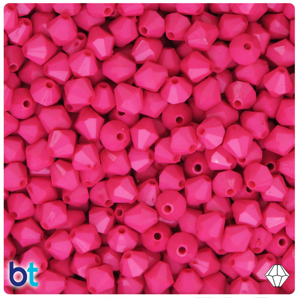 Rose Opaque 8mm Faceted Bicone Plastic Beads (300pcs)