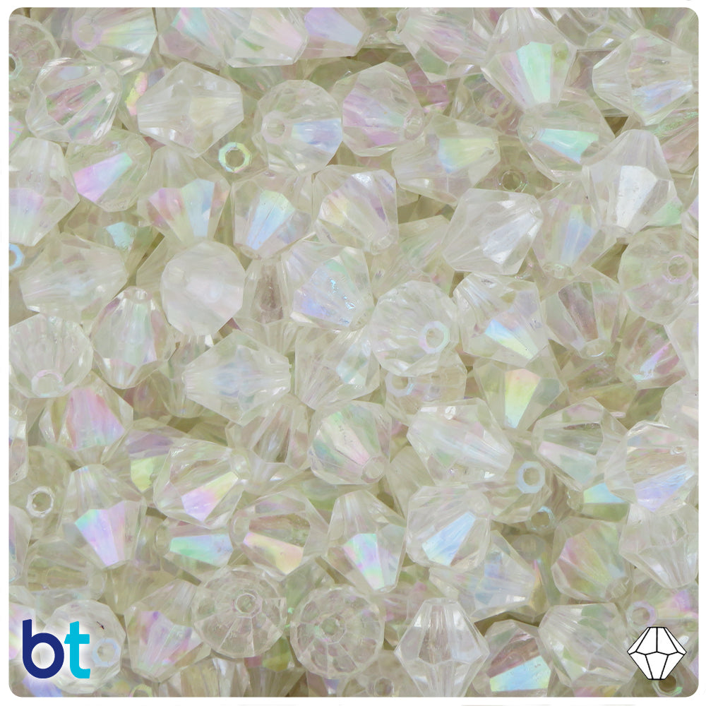 Clear Transparent AB 10mm Faceted Bicone Plastic Beads (125pcs)