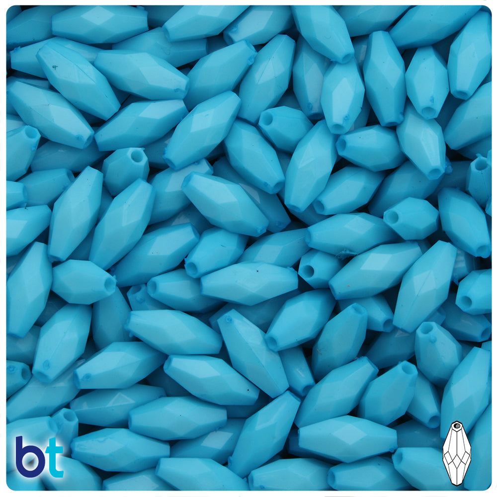 Light Blue Opaque 15mm Faceted Oval Plastic Beads (200pcs)