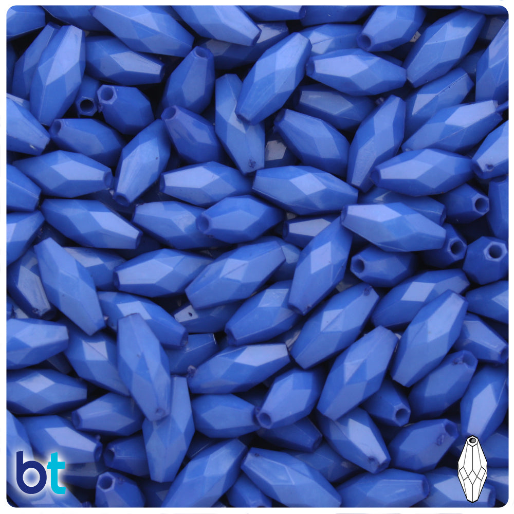 Dark Blue Opaque 15mm Faceted Oval Plastic Beads (200pcs)