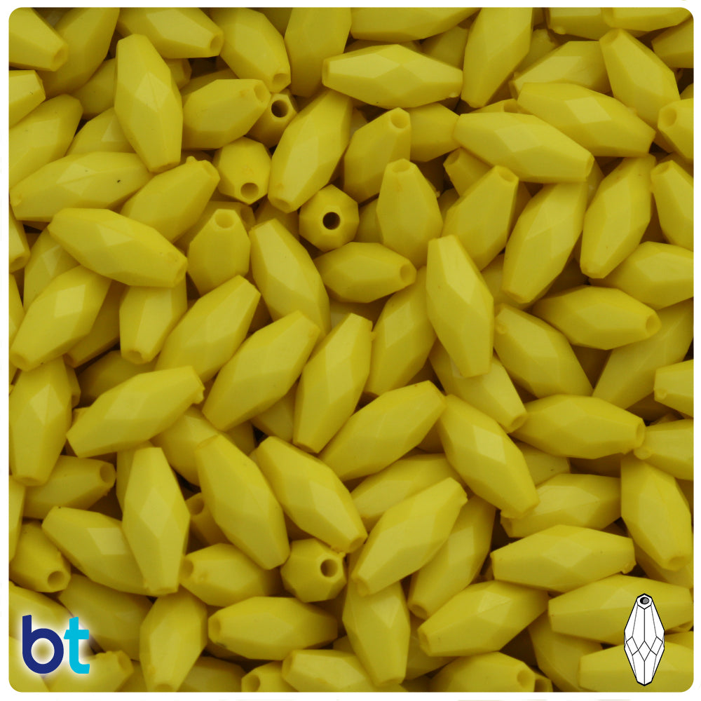 Yellow Opaque 15mm Faceted Oval Plastic Beads (200pcs)