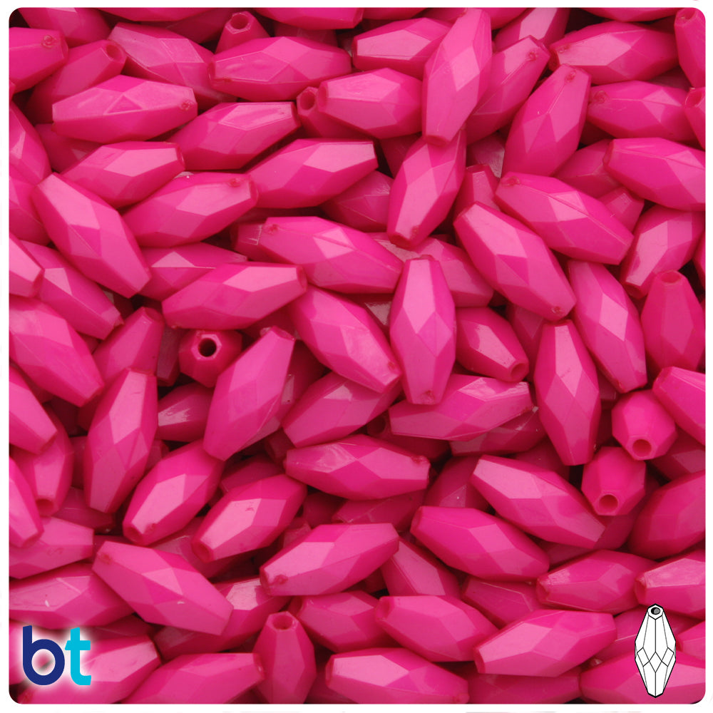 Rose Opaque 15mm Faceted Oval Plastic Beads (200pcs)