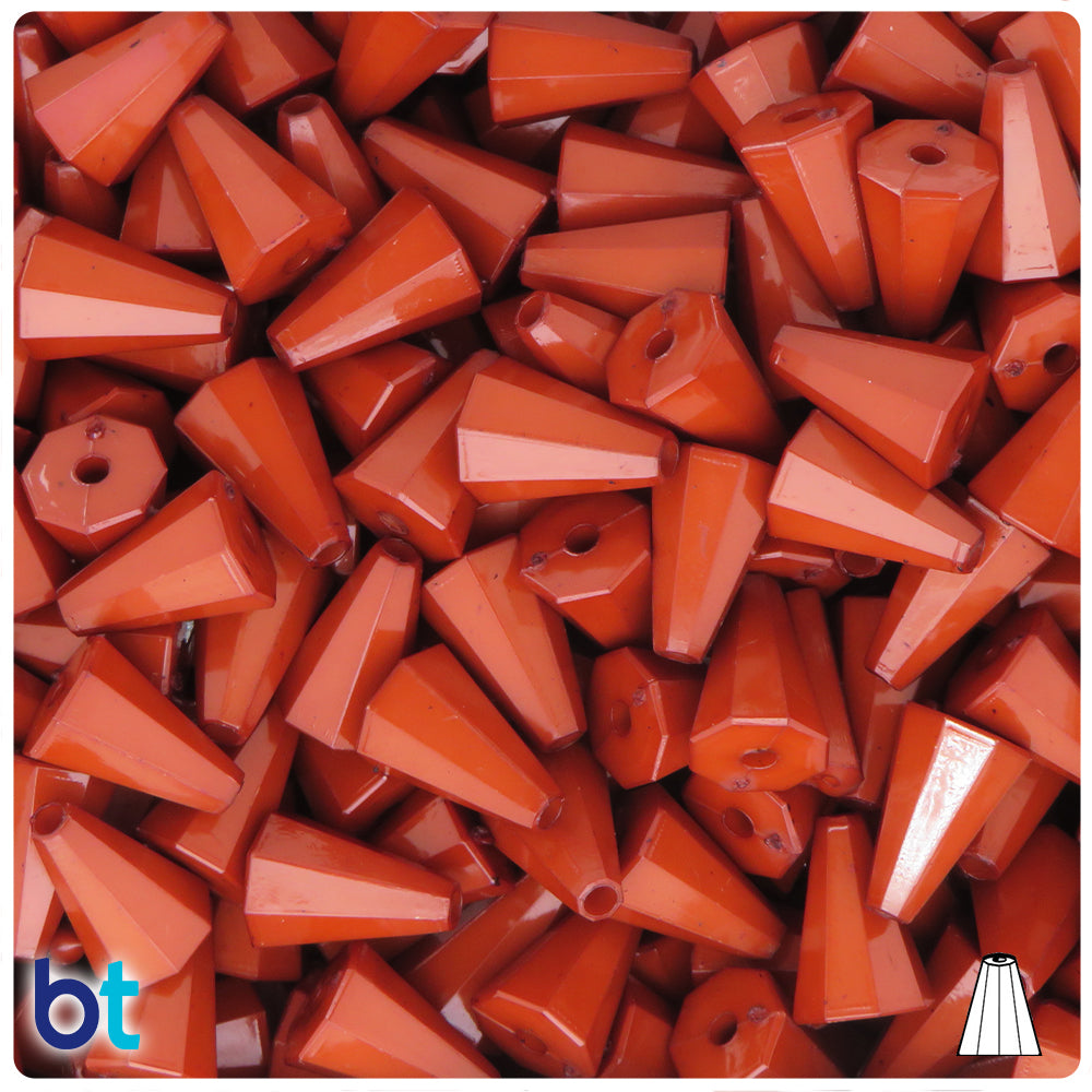 Brown Opaque 13mm Faceted Cone Plastic Beads (120pcs)