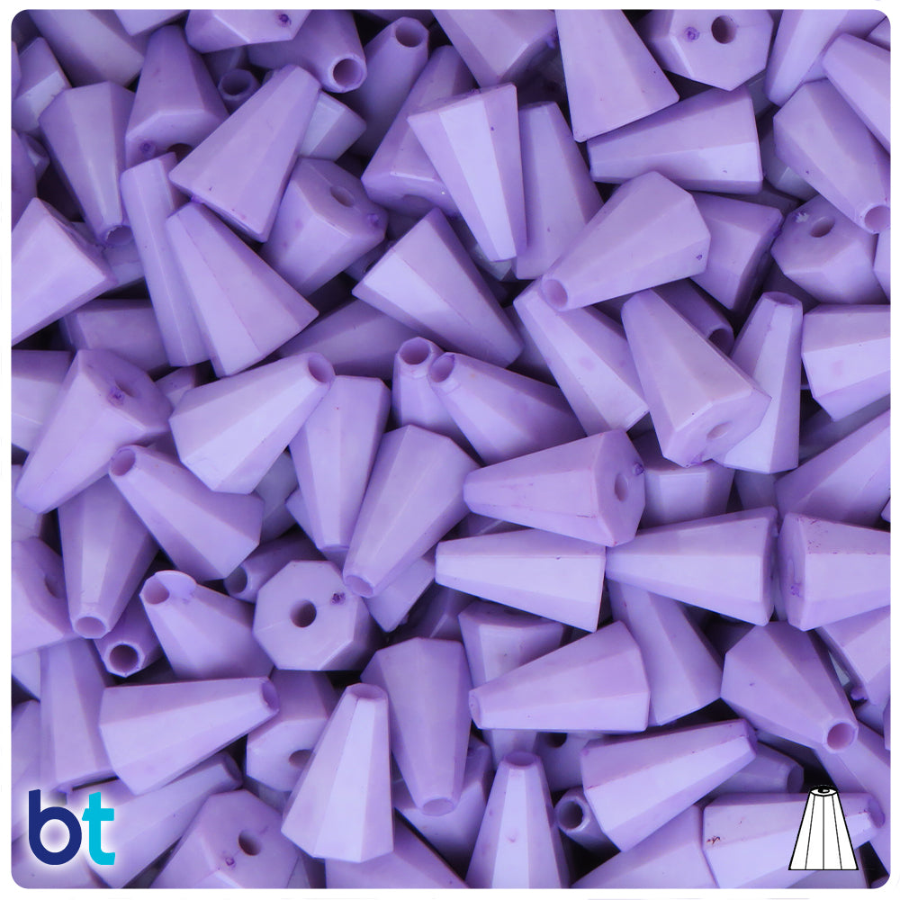 Light Purple Opaque 13mm Faceted Cone Plastic Beads (120pcs)