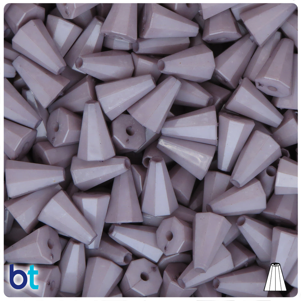 Grey Opaque 13mm Faceted Cone Plastic Beads (120pcs)