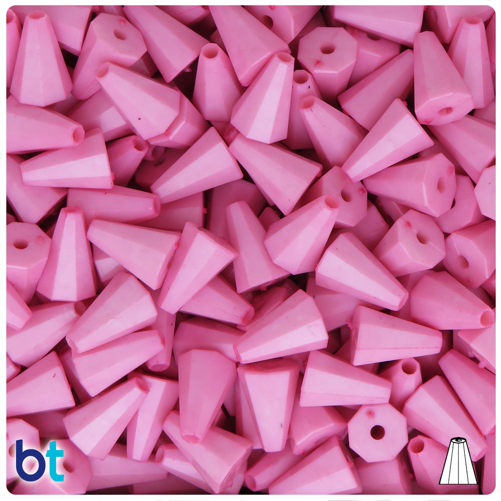 Light Pink Opaque 13mm Faceted Cone Plastic Beads (120pcs)