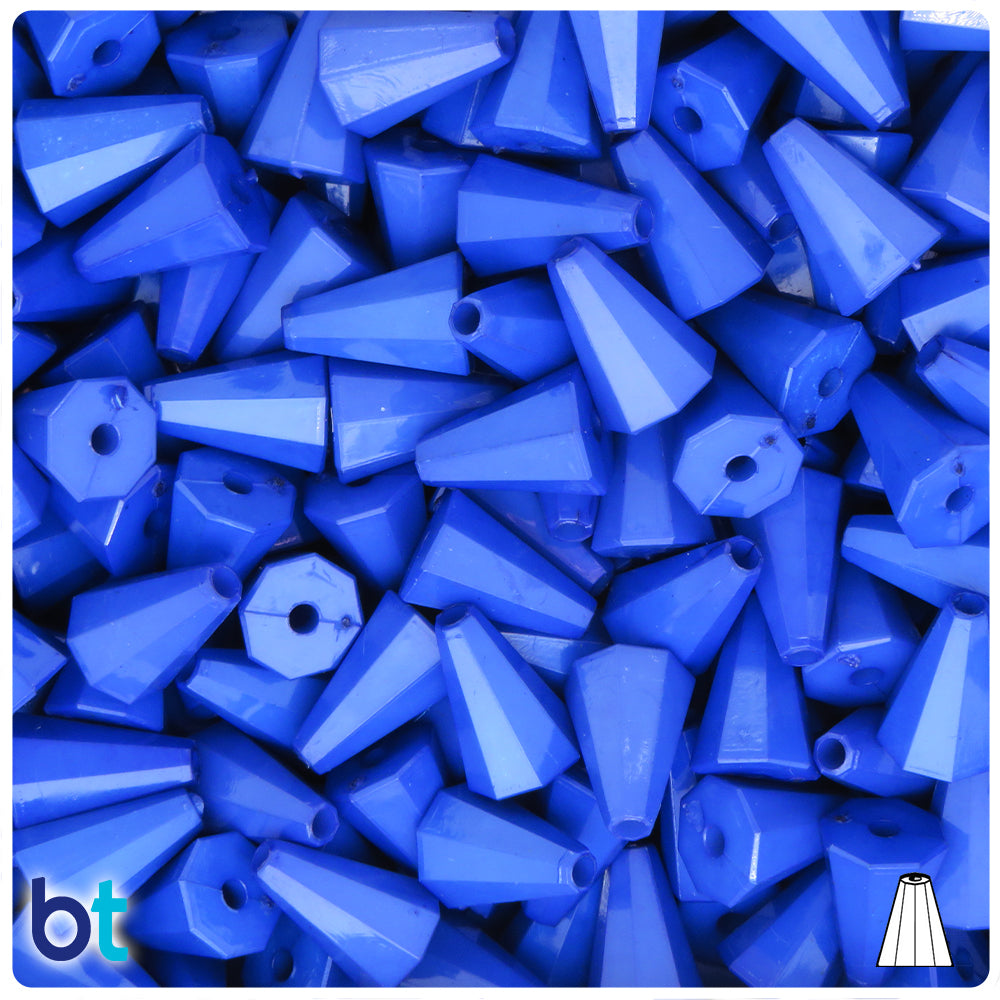 Dark Blue Opaque 13mm Faceted Cone Plastic Beads (120pcs)
