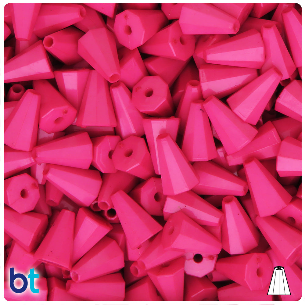 Rose Opaque 13mm Faceted Cone Plastic Beads (120pcs)
