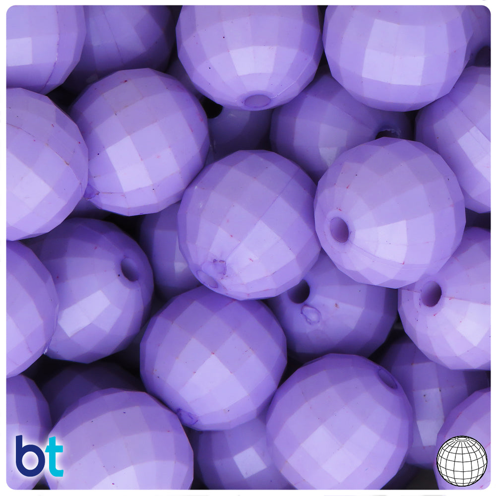 Light Purple Opaque 20mm Faceted Globe Plastic Beads (10pcs)