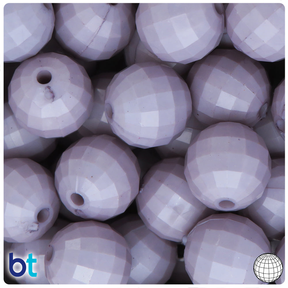 Grey Opaque 20mm Faceted Globe Plastic Beads (10pcs)