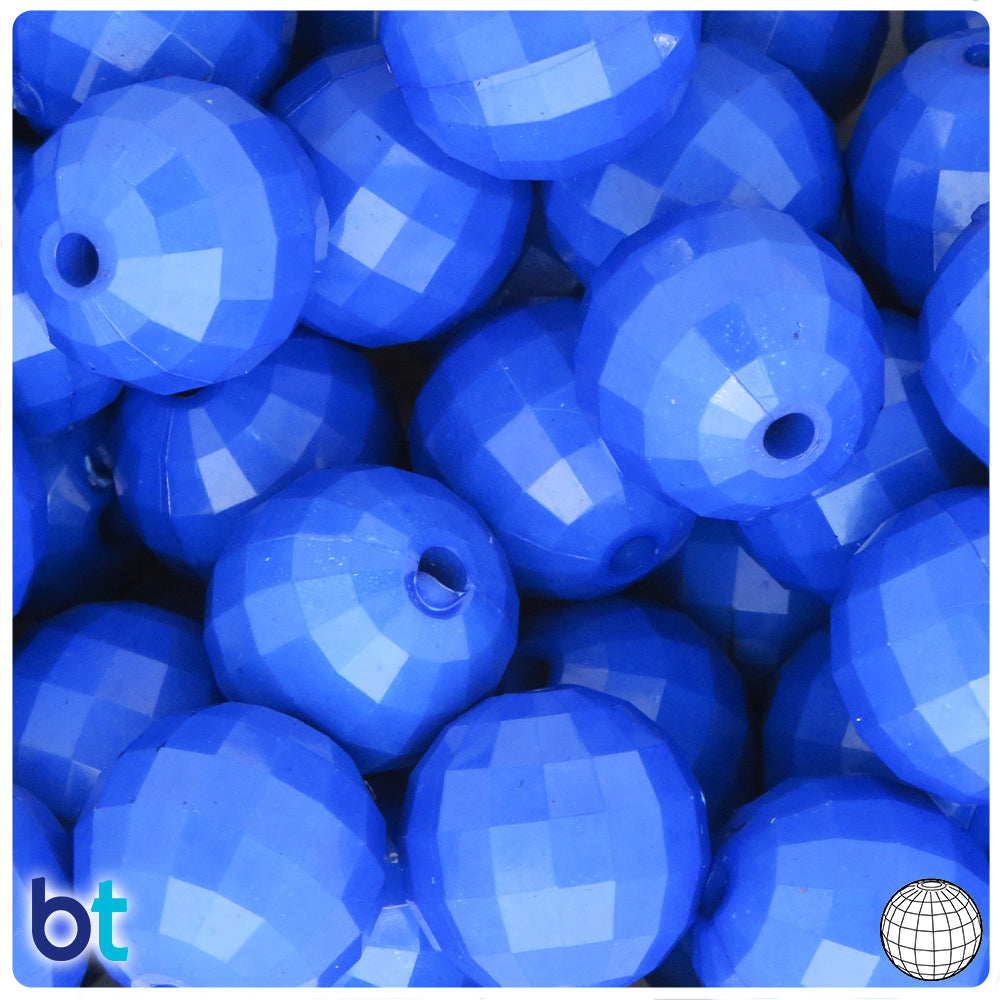 Dark Blue Opaque 20mm Faceted Globe Plastic Beads (10pcs)